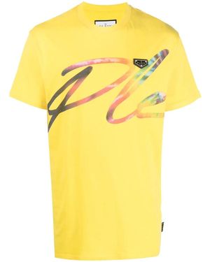 Philipp Plein Ss Signature Cotton T-Shirt - Yellow