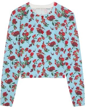 Alice + Olivia フローラル カーディガン - ブルー