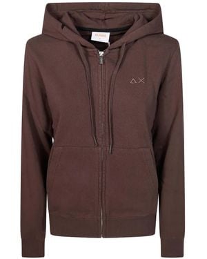 Sun 68 Zipped Hoodie - Brown