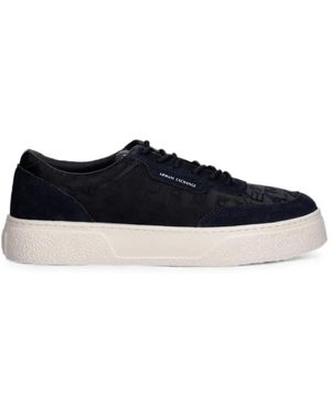 ARMANI EXCHANGE Logo-Print Paneled Sneakers - Blue