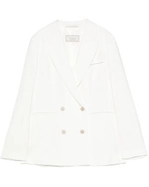 Peserico Double-Breasted Peak-Lapel Blazer - White