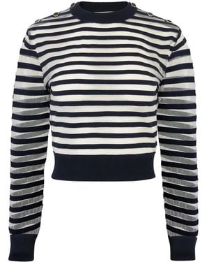 Nina Ricci Transparent Striped Sweatshirt - Blue