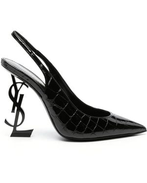Saint Laurent Opyum Leather Slingback Pumps - Zwart