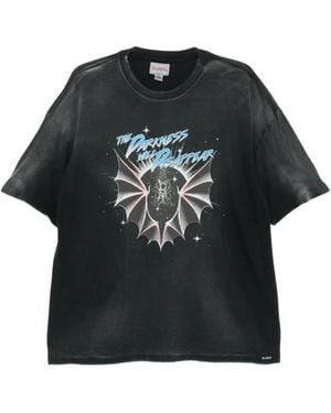 KAMIYA Graphic-Print Faded-Effect T-Shirt - Black