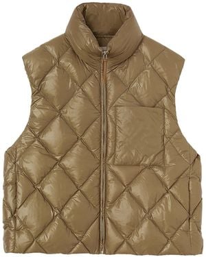 Jil Sander Diamond-Quilted Puffer Gilet - Brown