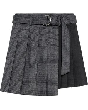 MSGM Belted Pleated Mini Skirt - Gray