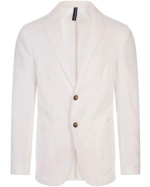 RUSSO CAPRI Oxford Button Blazer - White