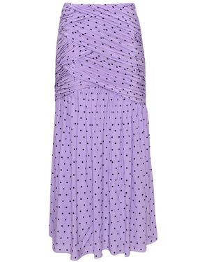 Carolina Herrera Polka-Dot Ruched Midi Skirt - Purple