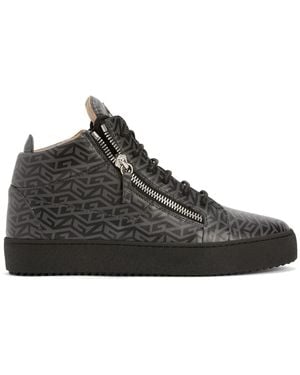 Giuseppe Zanotti Kriss Monogram-Print Mid-Top Sneakers - Black