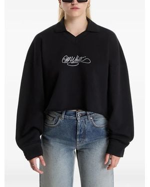 Off-White c/o Virgil Abloh Logo-Embroidered Polo-Collar Jumper - Black