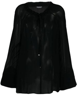 Dondup Tie-Neck Semi-Sheer Blouse - Black
