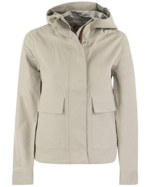 K-Way Hooded Flap-Pocket Jacket - Grey