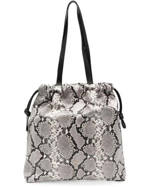 N°21 Eva Snakeskin-Effect Drawstring Shoulder Bag - White