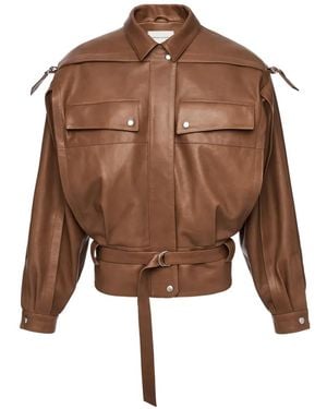 Magda Butrym Belted Leather Jacket - Brown