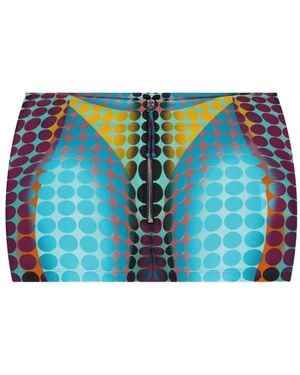 Jean Paul Gaultier Zip-Up Dots-Print Mini Skirt - Blue