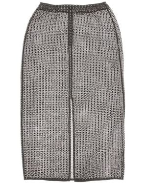 VENUJA Crystal-Embellished Mesh Midi Skirt - Gray