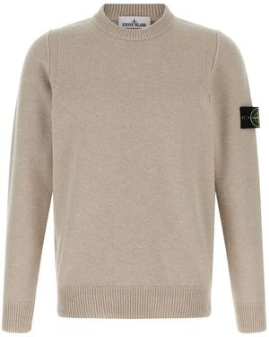 Stone Island Trui Met Ronde Hals En Logopatch - Grijs