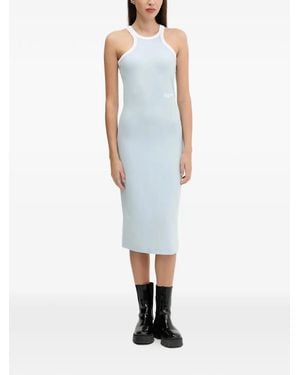 KARL LAGERFELD Logo-Print Racer-Neck Dress - White