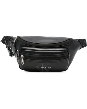Calvin Klein Logo-Print Zip-Fastening Belt Bag - Black