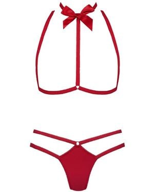 Maison Close Le Petit Secret Harness Thong Set (Set Of Two) - Red