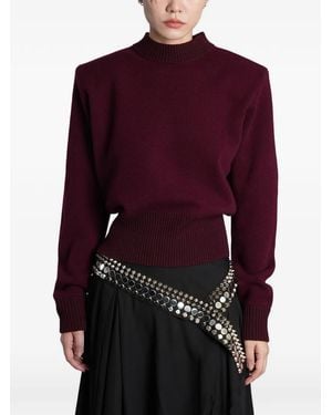 IRO Lovelie Ribbed-Trim Shoulder-Pad Sweater - Purple