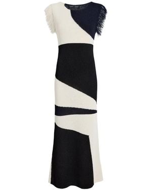 Proenza Schouler Saskia Fringe-Trimmed Intarsia Midi Dress - White