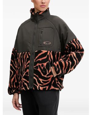 Rip Curl Keepsakes Anti Series Zebra-Print Fleece-Panelled Jacket - Black