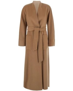 Max Mara Mstnodo Belted Patch-Pocket Coat - Natural