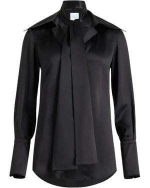 Patou Wide-Collar Silk Blouse - Black