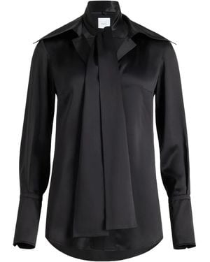 Patou Wide-Collar Silk Blouse - Black