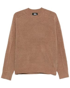Stussy Ribbed Crew-Neck Jumper - Brown
