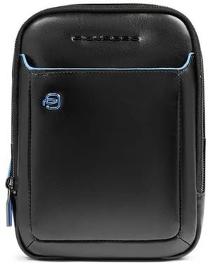 Piquadro Bandolera Ipad Con Placa Del Logo - Negro