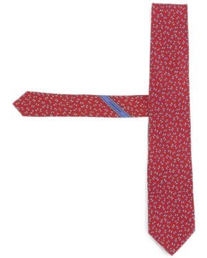 Ferragamo Graphic-Pattern Silk Tie - Red