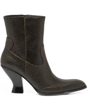 DIESEL D-Luffy-Stiefeletten Aus Gerissenem Leder - Schwarz