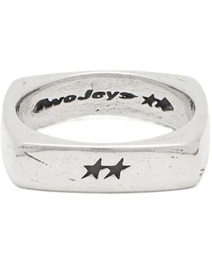 Twojeys Star-Engraved Square-Frame Ring - White