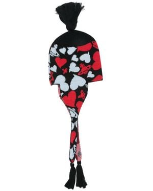 Vivienne Westwood Hearts And Orb-Motif Beanie Hat - Red
