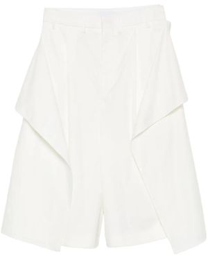 Hed Mayner Pleated Draped-Panel Shorts - White