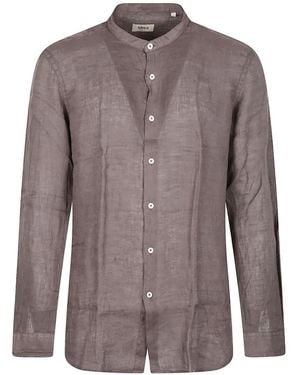 Altea Collarless Button Shirt - Brown