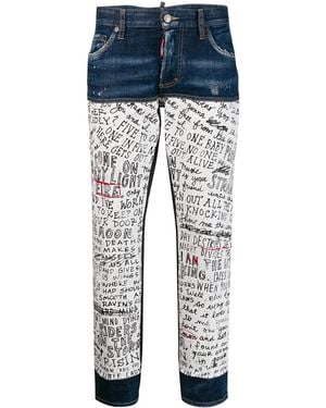 DSquared² Handwriting Print Jeans - Blue