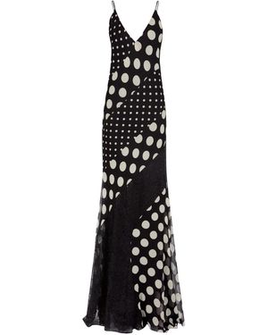 Nina Ricci Polka-Dot-Pattern Silk Maxi Dress - Black