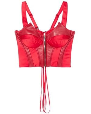MITILIANE COUTURE Leather-Panelled Corset Top - Red