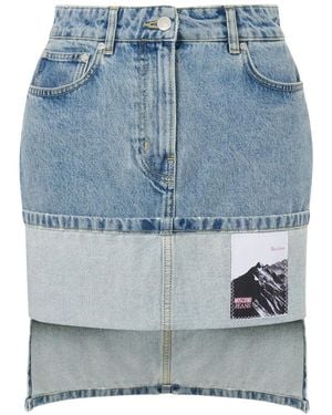Moschino Logo-Appliqué Denim Skirt - Blue