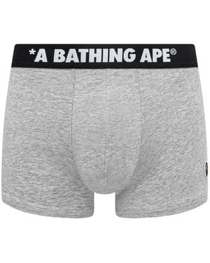 A Bathing Ape Bóxeres Con Logo En La Cinturilla - Gris