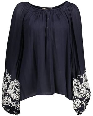 Kocca Embroidered Long-Sleeve Blouse - Blue