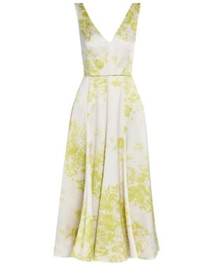 Erdem Robe Mi-Longue Col-V À Fleurs - Metallic