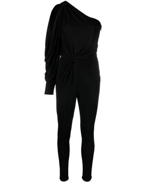 Saint Laurent One-Shoulder Jumpsuit With Side Gathering - Black