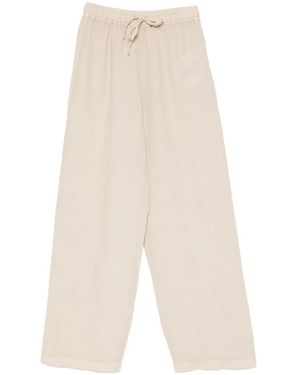 120% Lino Drawstring-Fastening Trousers - White