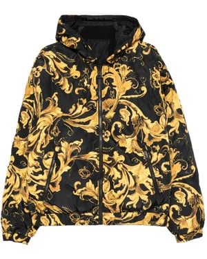 Versace Jeans Couture Baroque-Print Hooded Jacket - Black