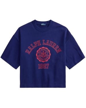 Polo Ralph Lauren Logo-Print Drop-Shoulder T-Shirt - Blue