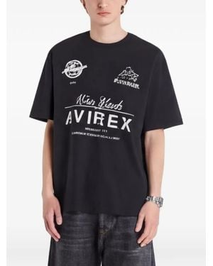 Avirex Camiseta De Algodón Con Logo Estampado - Negro